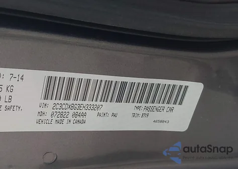 2014 Dodge Charger Se from USA, damaged, VIN 2C3CDXBG3EH333207